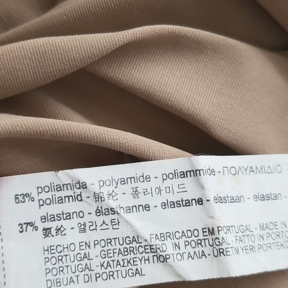 ZARA W/B Collection Nude Tan V-Neck Sleeveless Bodycon Midi Dress - Picture 7 of 10